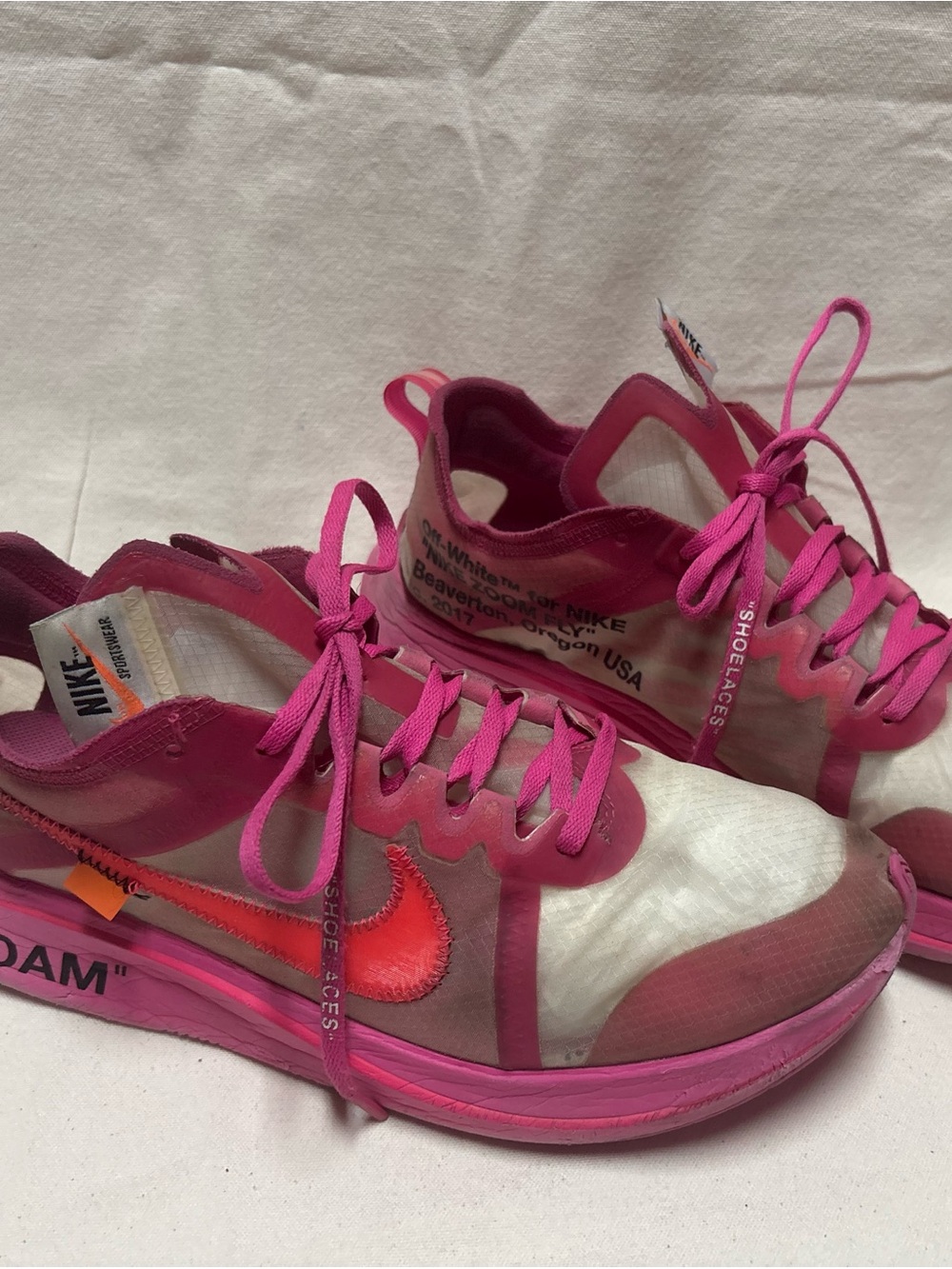 Off-White x Nike Women's Pink and Red Low-Top Sneaker